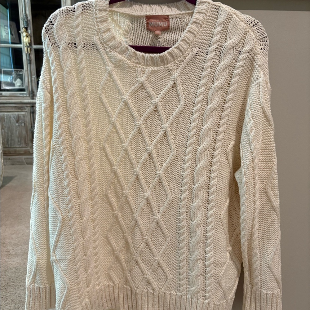 Show Me Your MuMu Ivory Cable Knit Sweater